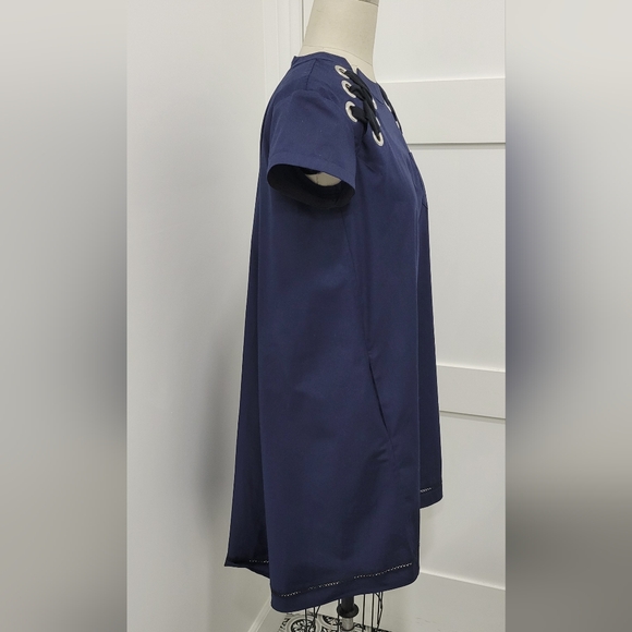 Sacai Navy Blue Mini Dress with Short Raglan Sleeves and Crew Neck Size 1 - Picture 2 of 13